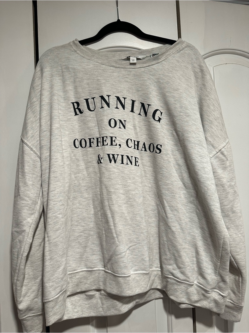 Nine West Light Gray Crewneck Sweatshirt with Black Graphic